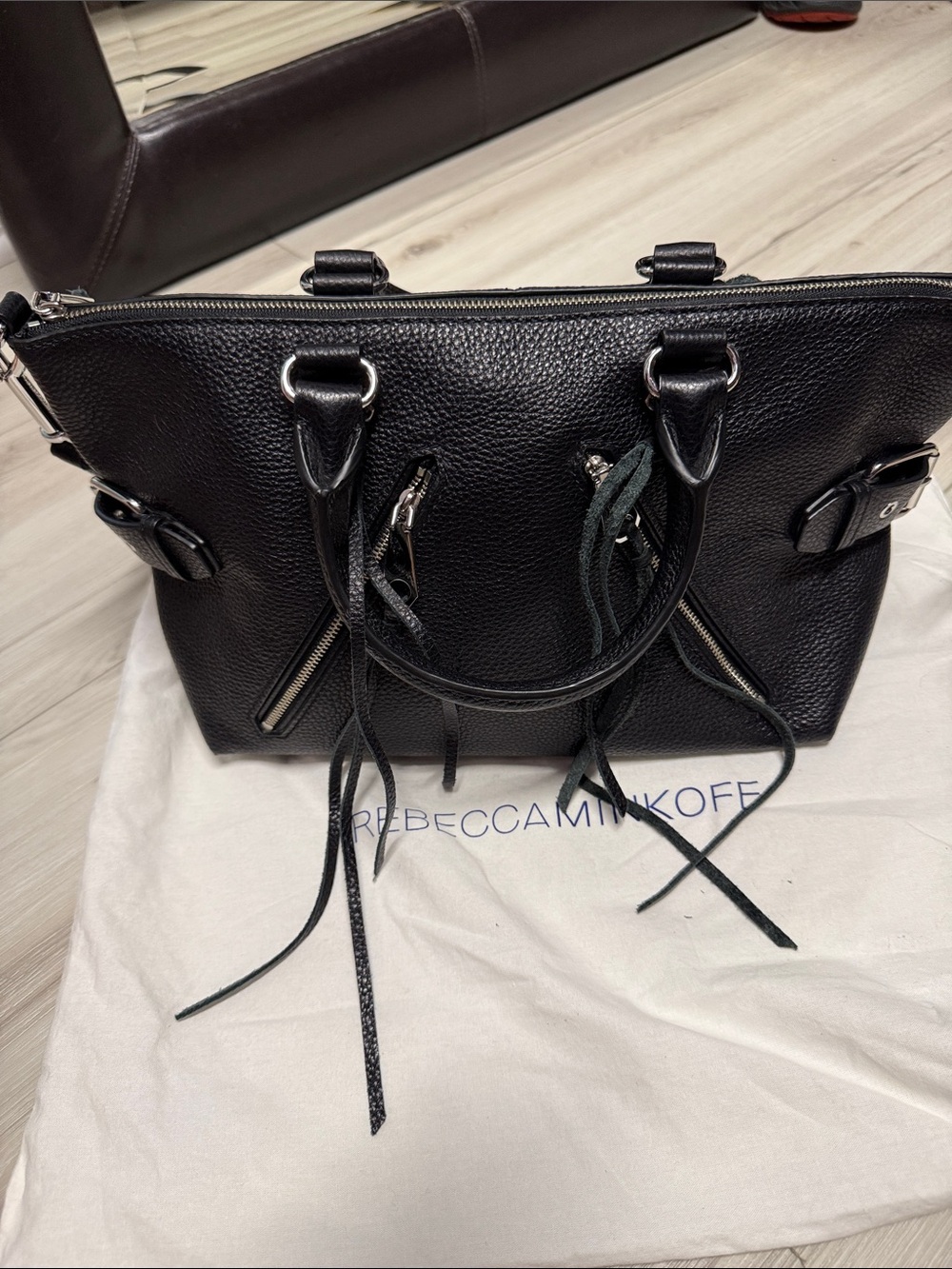Rebecca Minkoff Black Pebbled Leather Satchel